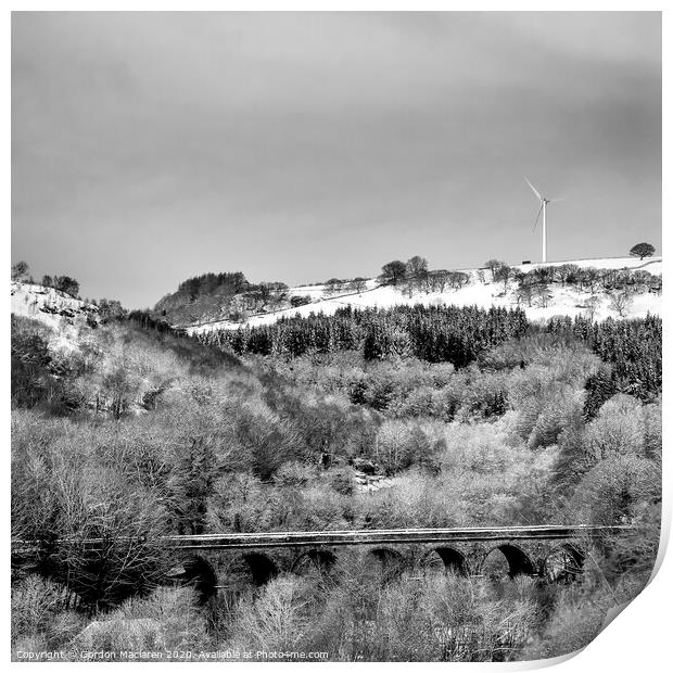 Monochrome Viaduct and And Turbine Print by Gordon Maclaren