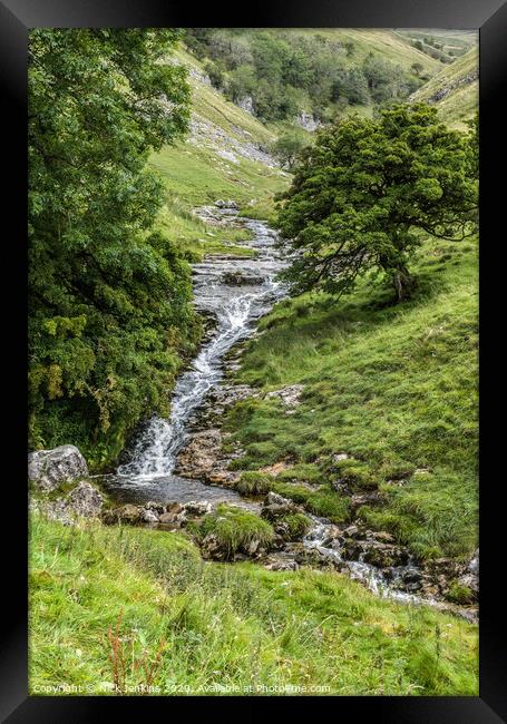 Waterfall in Buckden Ghyll Yorkshire Dales  Framed Print by Nick Jenkins