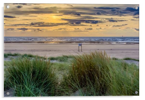 Sunset on Ainsdale Beach Acrylic by Roger Green
