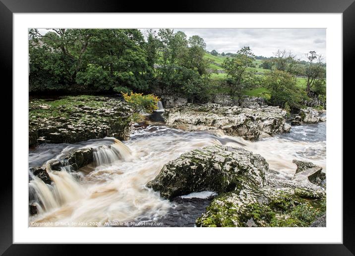 Linton Falls near Grassington Wharfedale Yorkshire Framed Mounted Print by Nick Jenkins