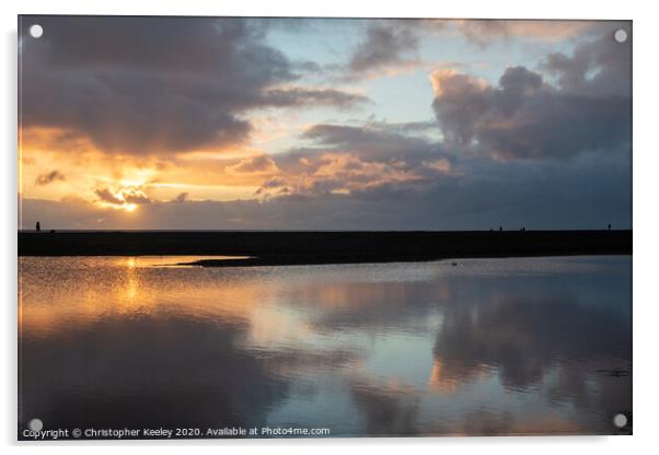 Sunrise at Gorleston beach Acrylic by Christopher Keeley