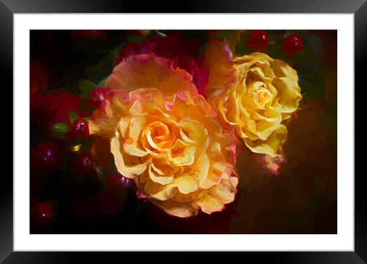 Painterly Roses Framed Mounted Print by Eileen Wilkinson ARPS EFIAP