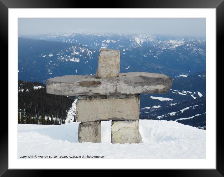 Inukshuk, Whistler, Canada Framed Mounted Print by Wendy Burton