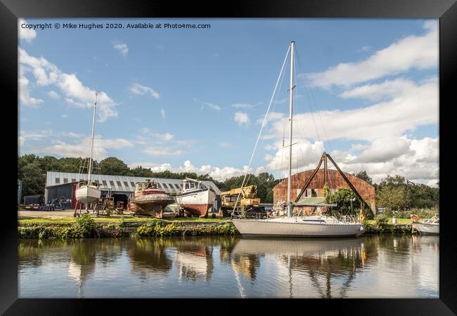 Northwich Boat yard Framed Print by Mike Hughes