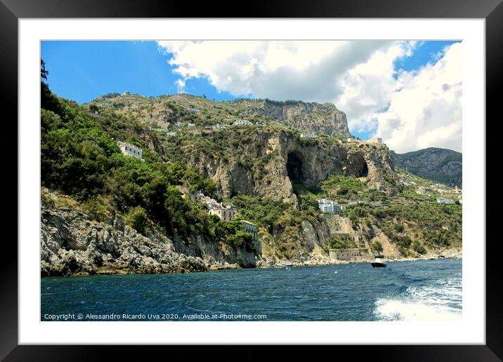 Mountain and sea at amalfi coast Framed Mounted Print by Alessandro Ricardo Uva