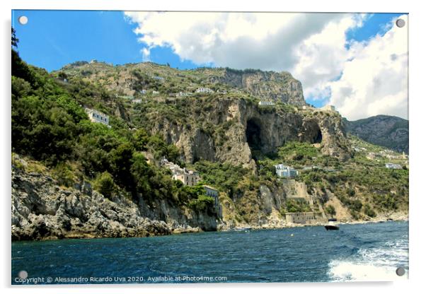 Mountain and sea at amalfi coast Acrylic by Alessandro Ricardo Uva