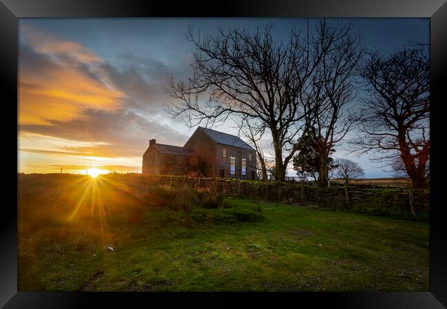 Sunrise over the Gwrhyd chapel Framed Print by Leighton Collins