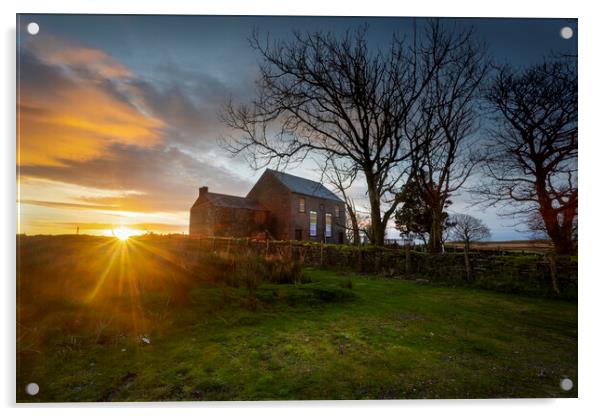 Sunrise over the Gwrhyd chapel Acrylic by Leighton Collins