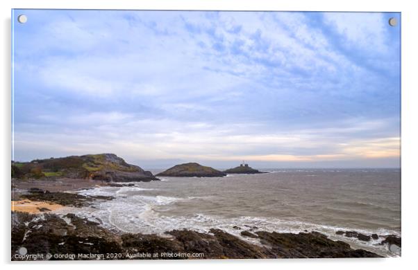 Mumbles Lighthouse, Swansea Bay, at dawn Acrylic by Gordon Maclaren
