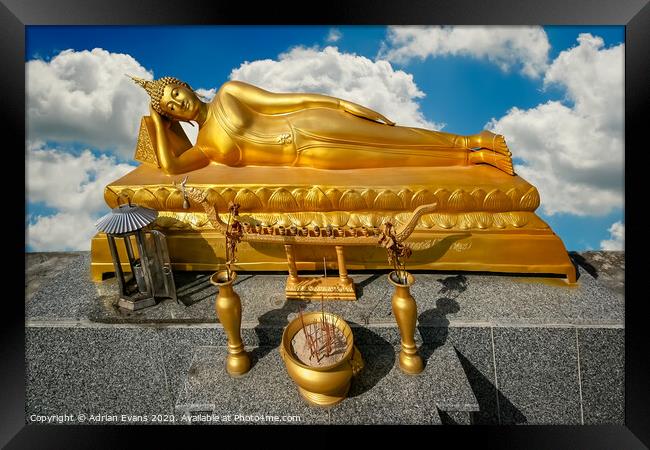 Golden Temple Buddha Thailand Framed Print by Adrian Evans