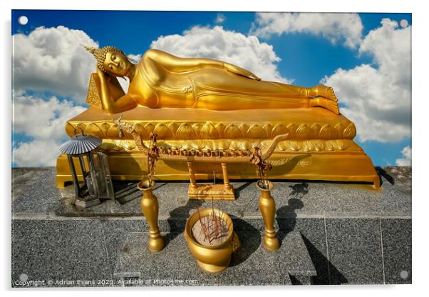 Golden Temple Buddha Thailand Acrylic by Adrian Evans