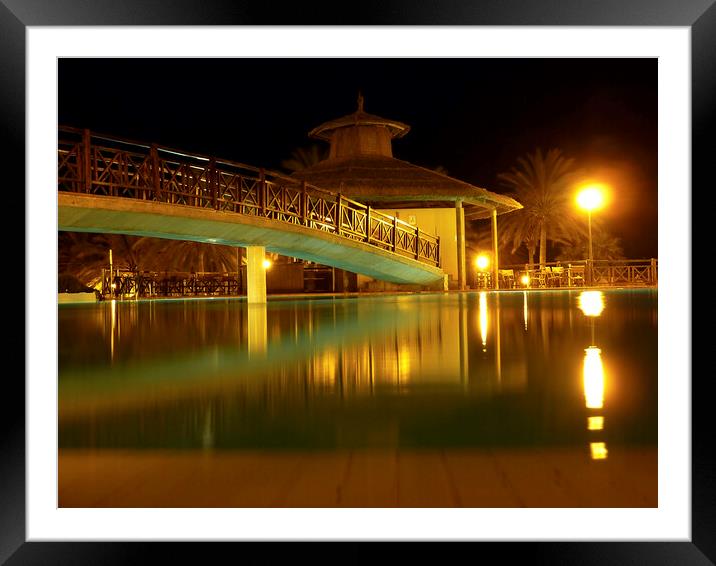 Fuerterventura  reflections over pool. Framed Mounted Print by Andrew Heaps