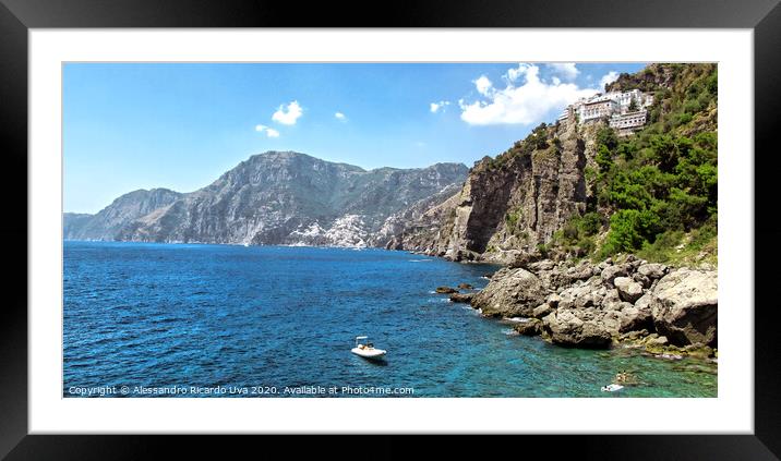 Blue Ocean - Amalfi Coast - Italy Framed Mounted Print by Alessandro Ricardo Uva