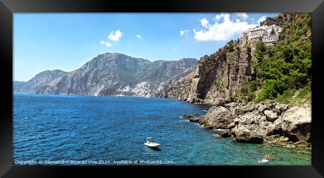 Blue Ocean - Amalfi Coast - Italy Framed Print by Alessandro Ricardo Uva