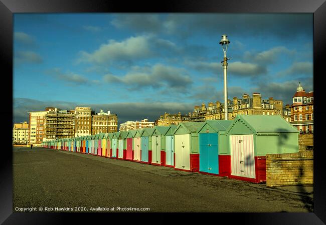 Beach Huts at Hove Framed Print by Rob Hawkins