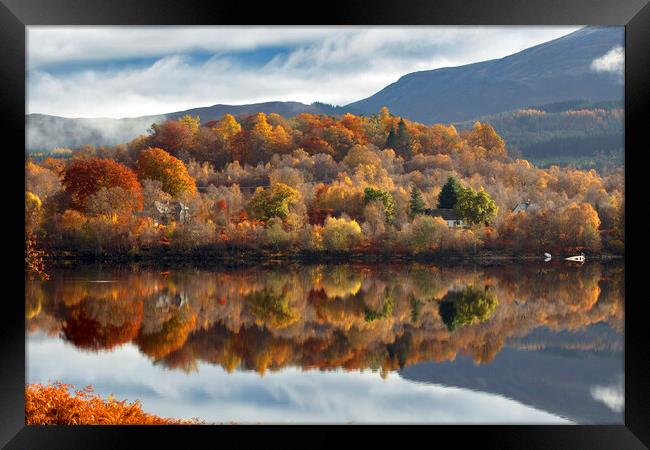 Autumn Reflections on Loch Garry Framed Print by Derek Beattie