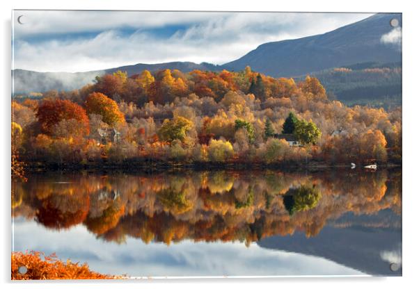 Autumn Reflections on Loch Garry Acrylic by Derek Beattie