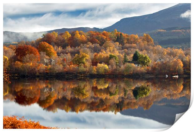 Autumn Reflections on Loch Garry Print by Derek Beattie