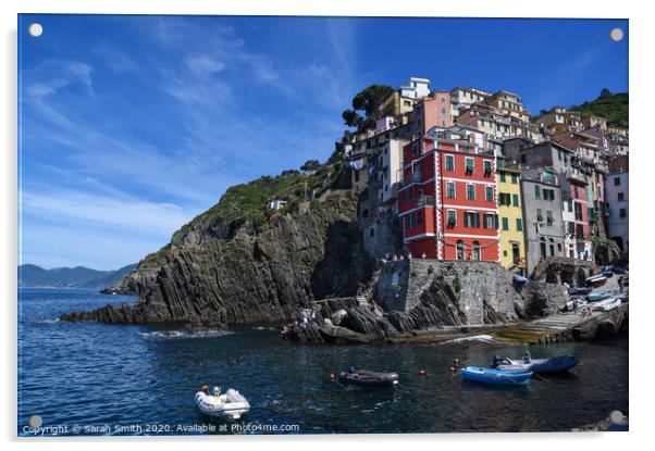 Riomaggiore in the Cinque Terre Acrylic by Sarah Smith