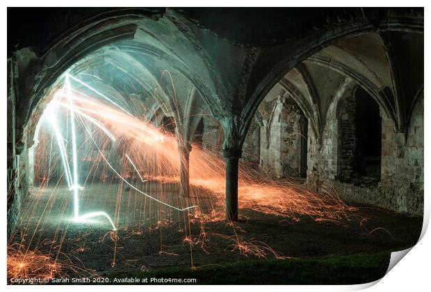 Lighting up Waverley Abbey Print by Sarah Smith