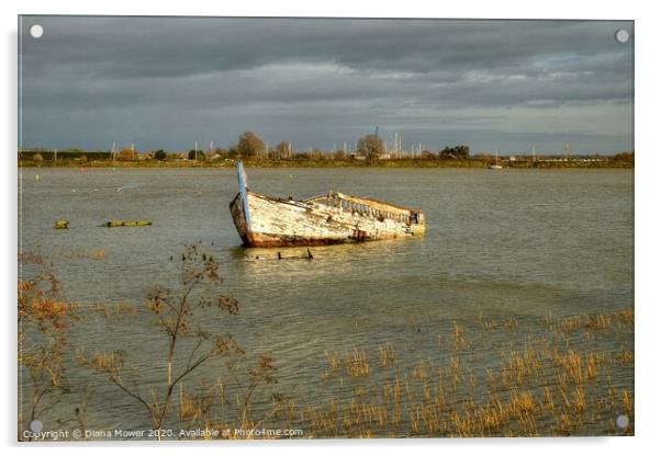 Ship wreck Maldon Essex  Acrylic by Diana Mower