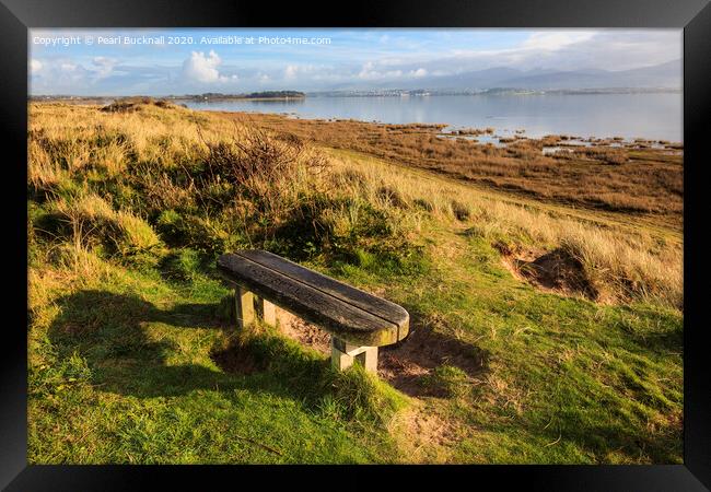 Bench on the Shores of the Menai Strait Anglesey Framed Print by Pearl Bucknall