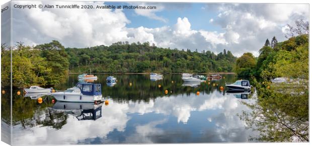 Serene Reflections of Aldochlay Bay Canvas Print by Alan Tunnicliffe