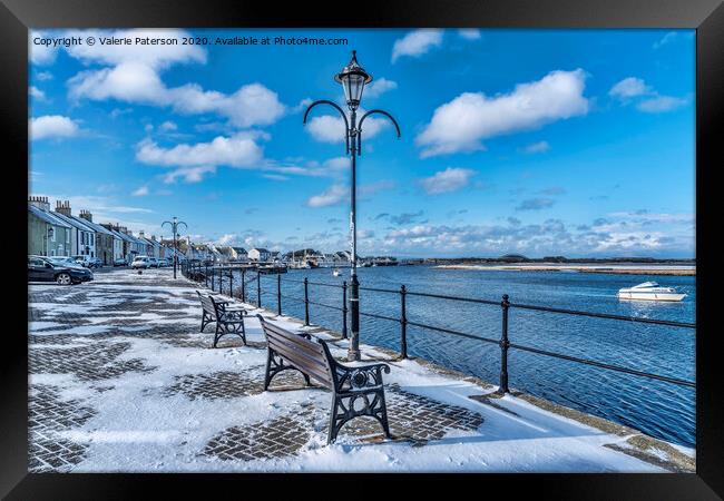 Snowy Irvine Harbour Framed Print by Valerie Paterson
