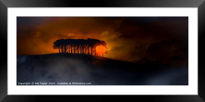 Sunset at the 'Nearly home' trees Framed Mounted Print by Nik Taylor