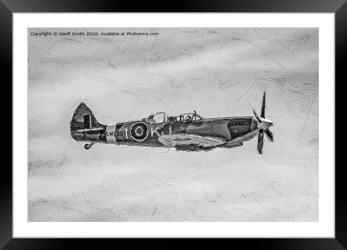 WWII Spitfire Painterly Framed Mounted Print by Geoff Smith