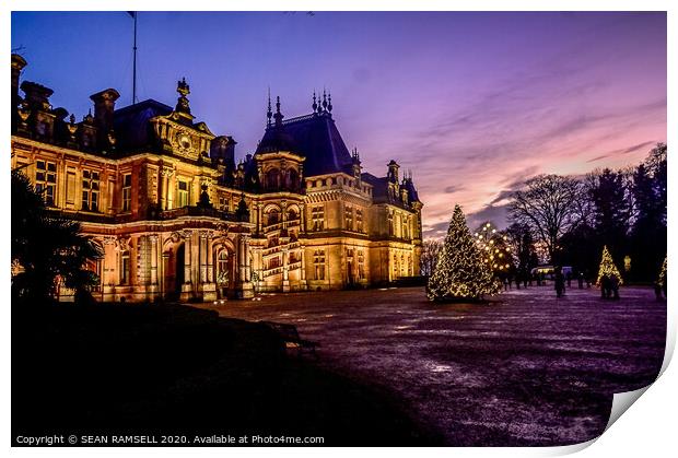 Waddesdon Manor at Christmas Time Print by SEAN RAMSELL