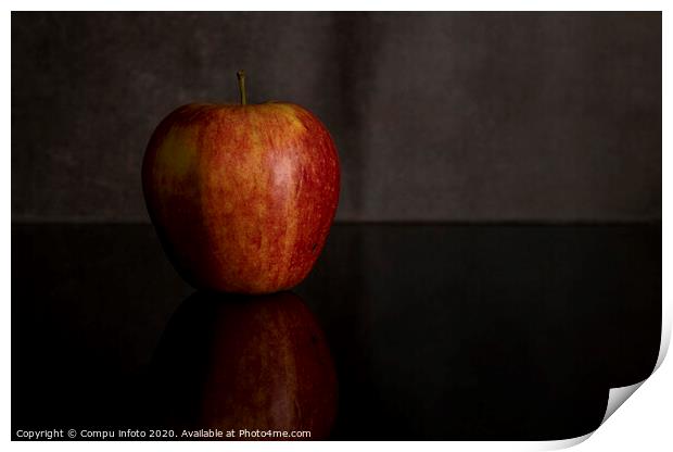 One red apple isolated on black Print by Chris Willemsen
