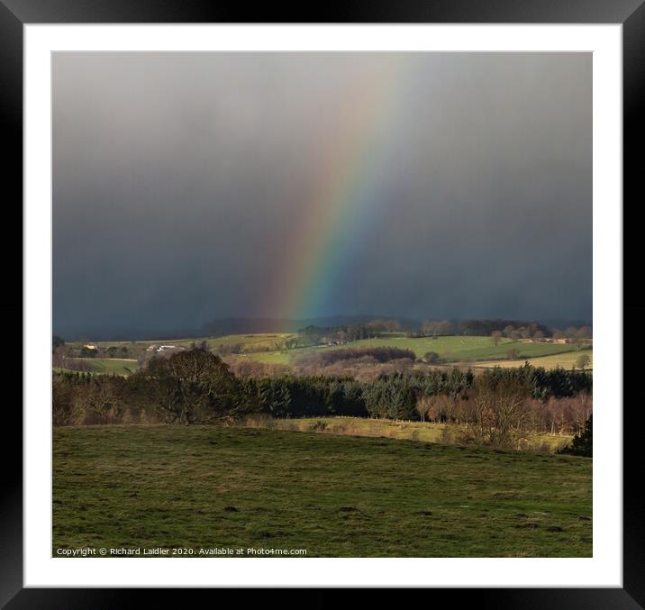 Rainbow and Snow Squall from Barningham Moor Framed Mounted Print by Richard Laidler