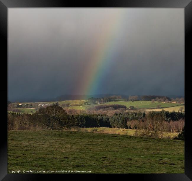 Rainbow and Snow Squall from Barningham Moor Framed Print by Richard Laidler