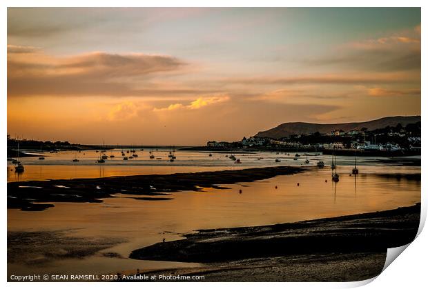  Evening Sun on A Welsh Fishing Bay Print by SEAN RAMSELL