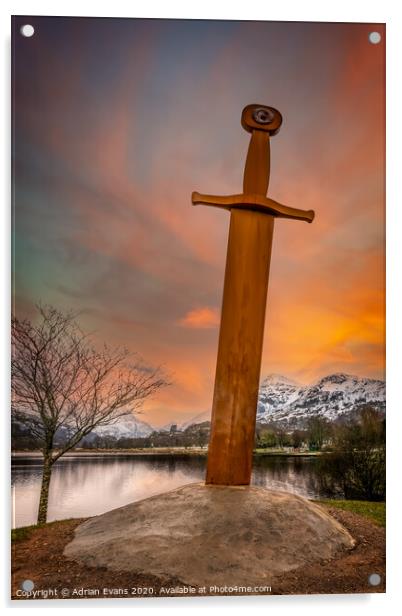 Llanberis Lake and Sword Snowdonia  Acrylic by Adrian Evans
