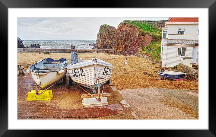 Boats At Hope Cove Devon Framed Mounted Print by Peter F Hunt