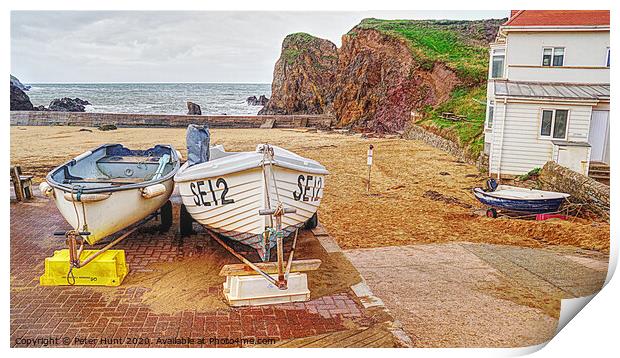 Boats At Hope Cove Devon Print by Peter F Hunt