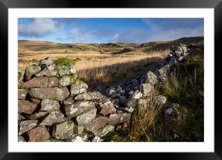 Old dry stone wall at Penwyllt Framed Mounted Print by Leighton Collins