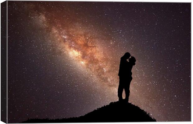 Lovers Under The Milky Way Canvas Print by Steve Purnell