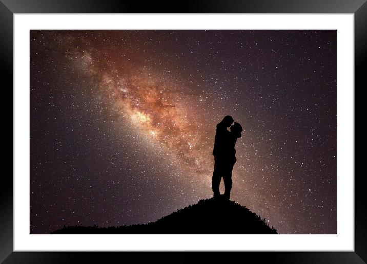 Lovers Under The Milky Way Framed Mounted Print by Steve Purnell
