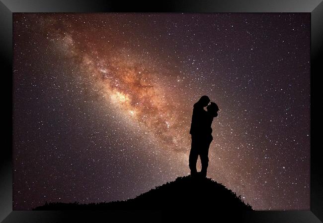 Lovers Under The Milky Way Framed Print by Steve Purnell