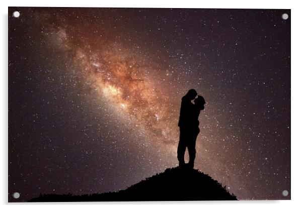 Lovers Under The Milky Way Acrylic by Steve Purnell