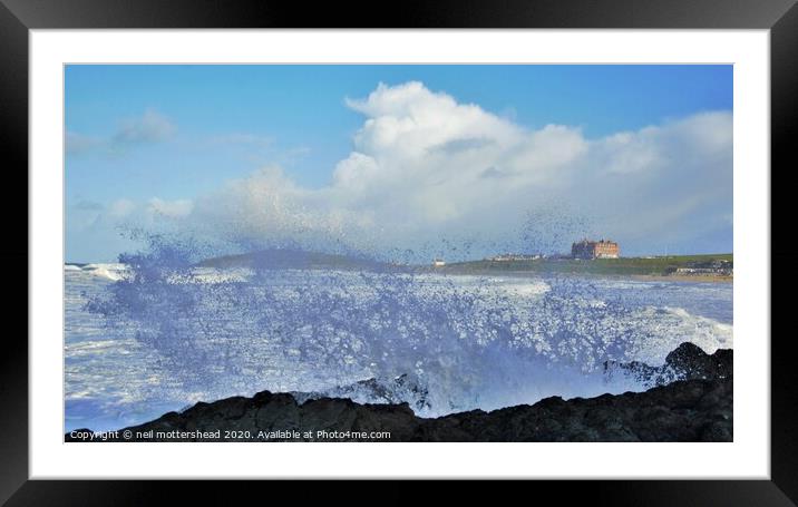Sea Spray, Fistral Beach, Newquay. Framed Mounted Print by Neil Mottershead