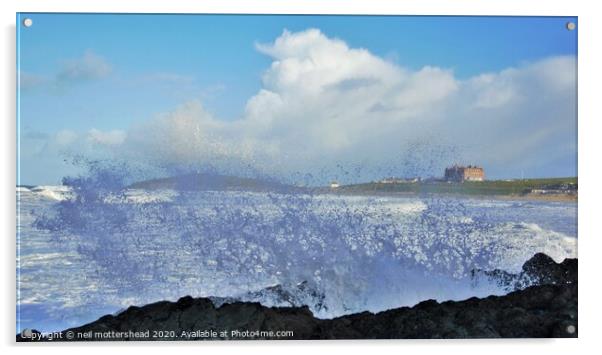 Sea Spray, Fistral Beach, Newquay. Acrylic by Neil Mottershead
