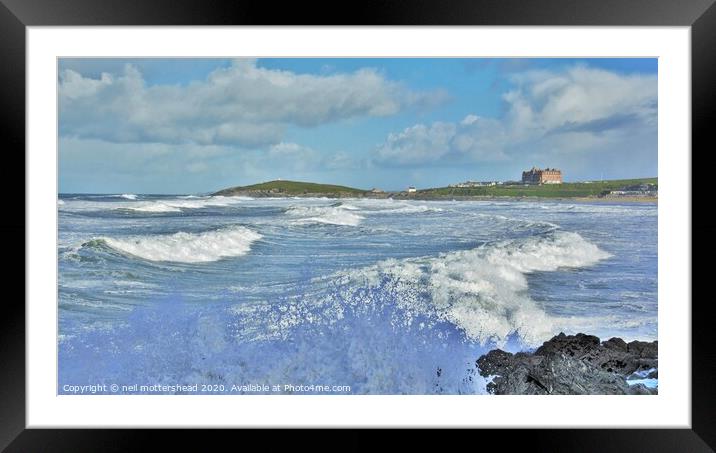 Surf & Sea Spray At Fistral Beach, Newquay. Framed Mounted Print by Neil Mottershead