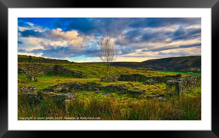Lonely tree, Ogden Valley Lancashire Framed Mounted Print by Kevin Smith