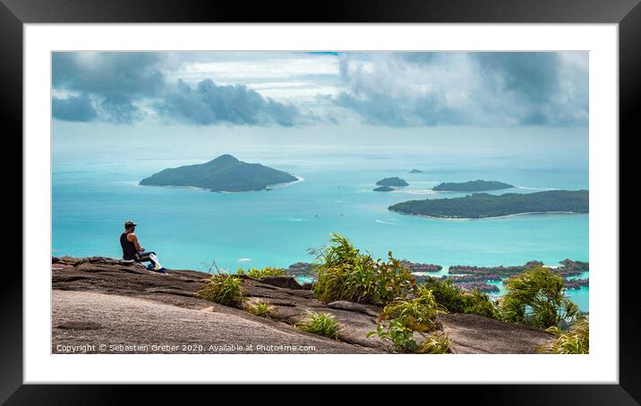 Local admiring the Copolia Trail Summit view Framed Mounted Print by Sebastien Greber
