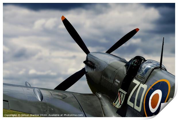 Spitfire of 222 Squadron, RAF Hornchurch. Print by Simon Marlow