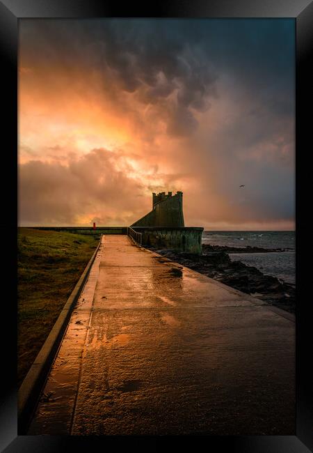 Saltcoats Bathing Ponds Sunset Framed Print by Chris Wright